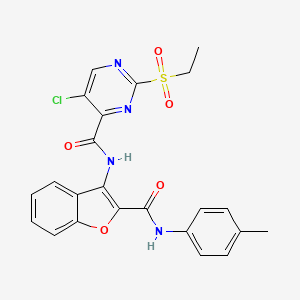 5-chloro-2-(ethylsulfonyl)-N-{2-[(4-methylphenyl)carbamoyl]-1-benzofuran-3-yl}pyrimidine-4-carboxamide