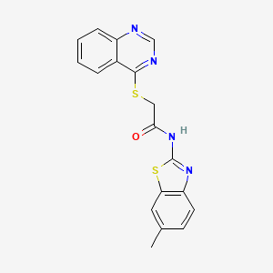 molecular formula C18H14N4OS2 B11419140 N-(6-methylbenzo[d]thiazol-2-yl)-2-(quinazolin-4-ylthio)acetamide 