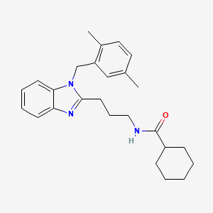 molecular formula C26H33N3O B11419149 N-{3-[1-(2,5-dimethylbenzyl)-1H-benzimidazol-2-yl]propyl}cyclohexanecarboxamide 