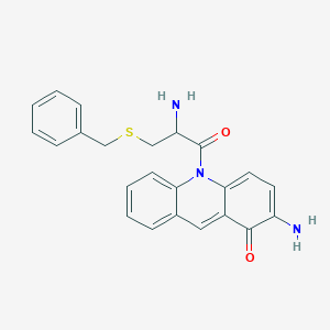 B1141917 2-Amino-10-(2-amino-3-benzylsulfanylpropanoyl)acridin-1-one CAS No. 124656-61-7