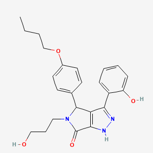 molecular formula C24H27N3O4 B11419199 4-(4-butoxyphenyl)-3-(2-hydroxyphenyl)-5-(3-hydroxypropyl)-4,5-dihydropyrrolo[3,4-c]pyrazol-6(1H)-one 