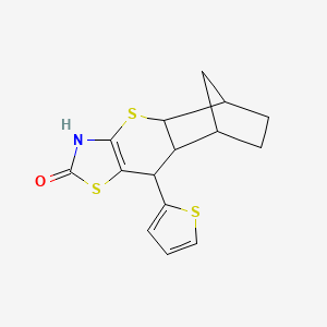 9-(thiophen-2-yl)-3,4a,5,6,7,8,8a,9-octahydro-2H-5,8-methanothiochromeno[2,3-d]thiazol-2-one