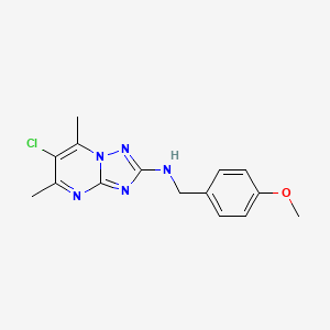 molecular formula C15H16ClN5O B11419241 6-chloro-N-[(4-methoxyphenyl)methyl]-5,7-dimethyl-[1,2,4]triazolo[1,5-a]pyrimidin-2-amine CAS No. 900267-92-7