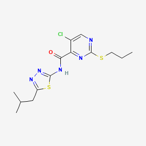 5-chloro-N-[5-(2-methylpropyl)-1,3,4-thiadiazol-2-yl]-2-(propylsulfanyl)pyrimidine-4-carboxamide