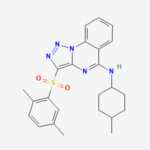 molecular formula C24H27N5O2S B11419294 3-[(2,5-dimethylphenyl)sulfonyl]-N-(4-methylcyclohexyl)[1,2,3]triazolo[1,5-a]quinazolin-5-amine 