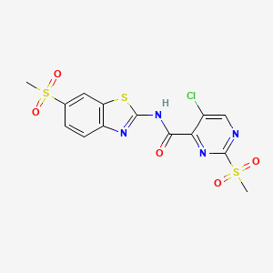 5-chloro-2-(methylsulfonyl)-N-[6-(methylsulfonyl)-1,3-benzothiazol-2-yl]pyrimidine-4-carboxamide