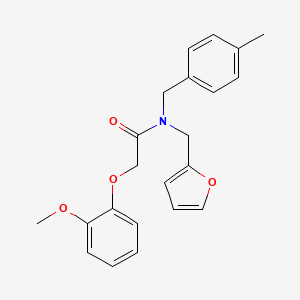 molecular formula C22H23NO4 B11419403 N-(furan-2-ylmethyl)-2-(2-methoxyphenoxy)-N-(4-methylbenzyl)acetamide 