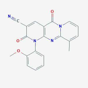 7-(2-methoxyphenyl)-11-methyl-2,6-dioxo-1,7,9-triazatricyclo[8.4.0.03,8]tetradeca-3(8),4,9,11,13-pentaene-5-carbonitrile