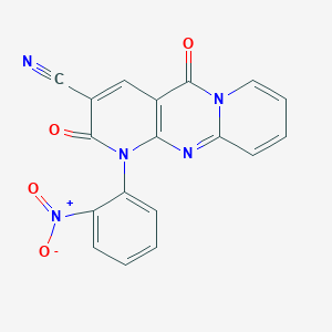 7-(2-nitrophenyl)-2,6-dioxo-1,7,9-triazatricyclo[8.4.0.03,8]tetradeca-3(8),4,9,11,13-pentaene-5-carbonitrile