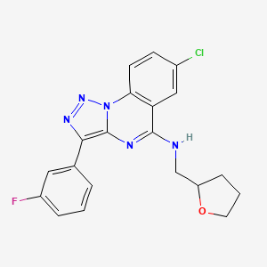 molecular formula C20H17ClFN5O B11419547 7-chloro-3-(3-fluorophenyl)-N-(tetrahydrofuran-2-ylmethyl)[1,2,3]triazolo[1,5-a]quinazolin-5-amine 