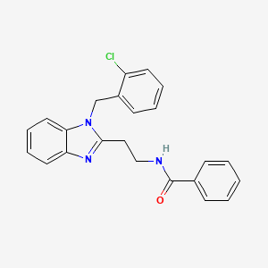 molecular formula C23H20ClN3O B11419596 N-{2-[1-(2-chlorobenzyl)-1H-benzimidazol-2-yl]ethyl}benzamide 