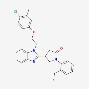 molecular formula C28H28ClN3O2 B11419599 4-{1-[2-(4-chloro-3-methylphenoxy)ethyl]-1H-benzimidazol-2-yl}-1-(2-ethylphenyl)pyrrolidin-2-one 