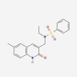 molecular formula C19H20N2O3S B11419603 N-ethyl-N-[(2-hydroxy-6-methylquinolin-3-yl)methyl]benzenesulfonamide 