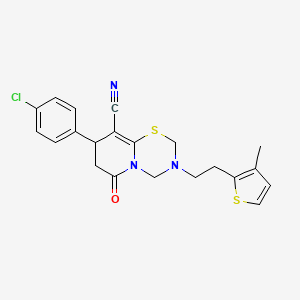 8-(4-chlorophenyl)-3-[2-(3-methylthiophen-2-yl)ethyl]-6-oxo-3,4,7,8-tetrahydro-2H,6H-pyrido[2,1-b][1,3,5]thiadiazine-9-carbonitrile