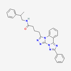 4-(9-phenyl-2,4,5,7,8,10-hexazatetracyclo[10.4.0.02,6.07,11]hexadeca-1(16),3,5,8,10,12,14-heptaen-3-yl)-N-(2-phenylpropyl)butanamide