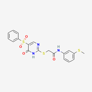 2-[[5-(benzenesulfonyl)-6-oxo-1H-pyrimidin-2-yl]sulfanyl]-N-(3-methylsulfanylphenyl)acetamide