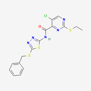 molecular formula C16H14ClN5OS3 B11419656 N-[5-(benzylsulfanyl)-1,3,4-thiadiazol-2-yl]-5-chloro-2-(ethylsulfanyl)pyrimidine-4-carboxamide 