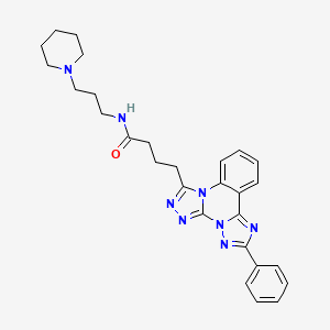 4-(9-phenyl-2,4,5,7,8,10-hexazatetracyclo[10.4.0.02,6.07,11]hexadeca-1(16),3,5,8,10,12,14-heptaen-3-yl)-N-(3-piperidin-1-ylpropyl)butanamide