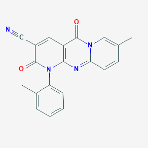 13-methyl-7-(2-methylphenyl)-2,6-dioxo-1,7,9-triazatricyclo[8.4.0.03,8]tetradeca-3(8),4,9,11,13-pentaene-5-carbonitrile