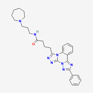 N-[3-(azepan-1-yl)propyl]-4-(9-phenyl-2,4,5,7,8,10-hexazatetracyclo[10.4.0.02,6.07,11]hexadeca-1(16),3,5,8,10,12,14-heptaen-3-yl)butanamide