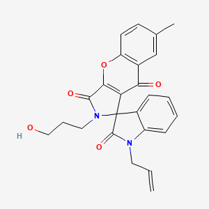 2-(3-hydroxypropyl)-7-methyl-1'-(prop-2-en-1-yl)-2H-spiro[chromeno[2,3-c]pyrrole-1,3'-indole]-2',3,9(1'H)-trione