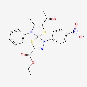 Ethyl 7-acetyl-8-methyl-1-(4-nitrophenyl)-9-phenyl-4,6-dithia-1,2,9-triazaspiro[4.4]nona-2,7-diene-3-carboxylate