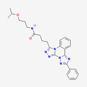 4-(9-phenyl-2,4,5,7,8,10-hexazatetracyclo[10.4.0.02,6.07,11]hexadeca-1(16),3,5,8,10,12,14-heptaen-3-yl)-N-(3-propan-2-yloxypropyl)butanamide