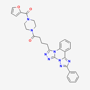 1-[4-(furan-2-carbonyl)piperazin-1-yl]-4-(9-phenyl-2,4,5,7,8,10-hexazatetracyclo[10.4.0.02,6.07,11]hexadeca-1(16),3,5,8,10,12,14-heptaen-3-yl)butan-1-one