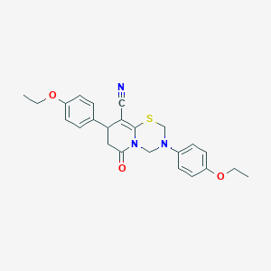 molecular formula C24H25N3O3S B11419867 3,8-bis(4-ethoxyphenyl)-6-oxo-3,4,7,8-tetrahydro-2H,6H-pyrido[2,1-b][1,3,5]thiadiazine-9-carbonitrile 