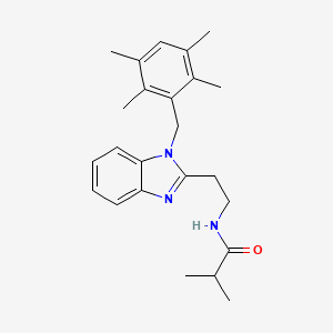 molecular formula C24H31N3O B11419871 2-methyl-N-{2-[1-(2,3,5,6-tetramethylbenzyl)-1H-benzimidazol-2-yl]ethyl}propanamide 