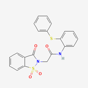 molecular formula C21H16N2O4S2 B11419875 2-(1,1-dioxido-3-oxo-1,2-benzothiazol-2(3H)-yl)-N-[2-(phenylsulfanyl)phenyl]acetamide 