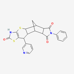 14-Phenyl-9-pyridin-3-yl-3,7-dithia-5,14-diazapentacyclo[9.5.1.02,10.04,8.012,16]heptadec-4(8)-ene-6,13,15-trione