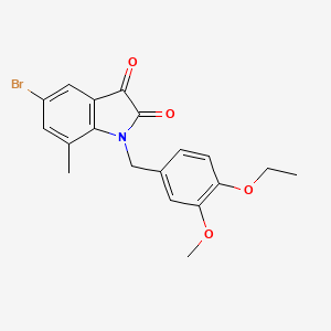 molecular formula C19H18BrNO4 B11420020 5-bromo-1-(4-ethoxy-3-methoxybenzyl)-7-methyl-1H-indole-2,3-dione 