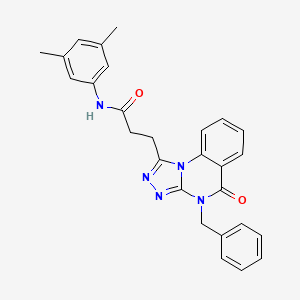 molecular formula C27H25N5O2 B11420072 3-{4-benzyl-5-oxo-4H,5H-[1,2,4]triazolo[4,3-a]quinazolin-1-yl}-N-(3,5-dimethylphenyl)propanamide 