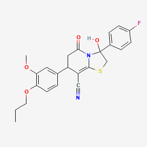 3-(4-fluorophenyl)-3-hydroxy-7-(3-methoxy-4-propoxyphenyl)-5-oxo-2,3,6,7-tetrahydro-5H-[1,3]thiazolo[3,2-a]pyridine-8-carbonitrile