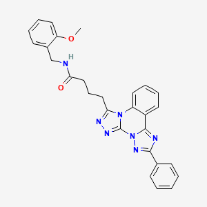 N-[(2-methoxyphenyl)methyl]-4-(9-phenyl-2,4,5,7,8,10-hexazatetracyclo[10.4.0.02,6.07,11]hexadeca-1(16),3,5,8,10,12,14-heptaen-3-yl)butanamide