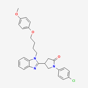 molecular formula C28H28ClN3O3 B11420100 1-(4-chlorophenyl)-4-{1-[4-(4-methoxyphenoxy)butyl]-1H-benzimidazol-2-yl}pyrrolidin-2-one 