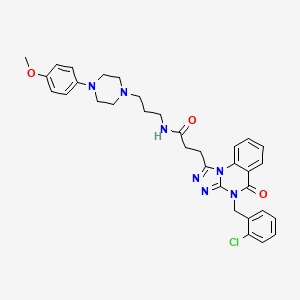 molecular formula C33H36ClN7O3 B11420123 3-[4-(2-chlorobenzyl)-5-oxo-4,5-dihydro[1,2,4]triazolo[4,3-a]quinazolin-1-yl]-N-{3-[4-(4-methoxyphenyl)piperazin-1-yl]propyl}propanamide 