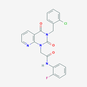 molecular formula C22H16ClFN4O3 B11420126 2-[3-(2-chlorobenzyl)-2,4-dioxo-3,4-dihydropyrido[2,3-d]pyrimidin-1(2H)-yl]-N-(2-fluorophenyl)acetamide 