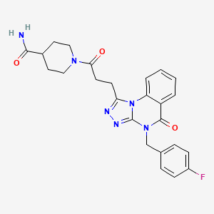 1-[3-[4-[(4-Fluorophenyl)methyl]-5-oxo-[1,2,4]triazolo[4,3-a]quinazolin-1-yl]propanoyl]piperidine-4-carboxamide