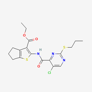 molecular formula C18H20ClN3O3S2 B11420162 ethyl 2-({[5-chloro-2-(propylsulfanyl)pyrimidin-4-yl]carbonyl}amino)-5,6-dihydro-4H-cyclopenta[b]thiophene-3-carboxylate 