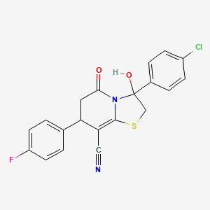 3-(4-chlorophenyl)-7-(4-fluorophenyl)-3-hydroxy-5-oxo-2,3,6,7-tetrahydro-5H-[1,3]thiazolo[3,2-a]pyridine-8-carbonitrile