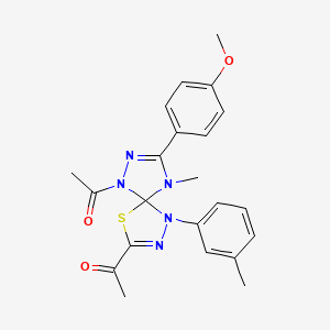 1,1'-[8-(4-Methoxyphenyl)-9-methyl-1-(3-methylphenyl)-4-thia-1,2,6,7,9-pentaazaspiro[4.4]nona-2,7-diene-3,6-diyl]diethanone