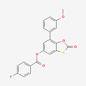 molecular formula C21H13FO5S B11420341 7-(3-Methoxyphenyl)-2-oxo-1,3-benzoxathiol-5-yl 4-fluorobenzoate 