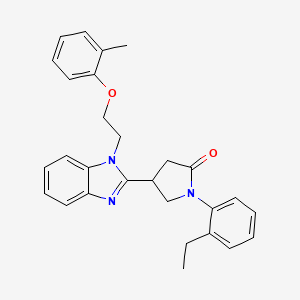 molecular formula C28H29N3O2 B11420344 1-(2-ethylphenyl)-4-{1-[2-(2-methylphenoxy)ethyl]-1H-benzimidazol-2-yl}pyrrolidin-2-one 