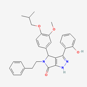 molecular formula C30H31N3O4 B11420374 3-(2-hydroxyphenyl)-4-[3-methoxy-4-(2-methylpropoxy)phenyl]-5-(2-phenylethyl)-4,5-dihydropyrrolo[3,4-c]pyrazol-6(1H)-one 