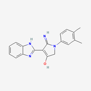 molecular formula C19H18N4O B11420393 5-amino-4-(1H-1,3-benzodiazol-2-yl)-1-(3,4-dimethylphenyl)-2,3-dihydro-1H-pyrrol-3-one 