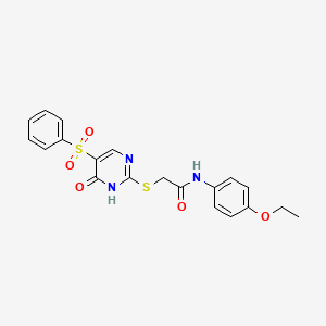 2-[[5-(benzenesulfonyl)-6-oxo-1H-pyrimidin-2-yl]sulfanyl]-N-(4-ethoxyphenyl)acetamide