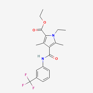 ethyl 1-ethyl-3,5-dimethyl-4-((3-(trifluoromethyl)phenyl)carbamoyl)-1H-pyrrole-2-carboxylate