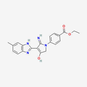 molecular formula C21H20N4O3 B11420427 Ethyl 4-[5-amino-4-(6-methyl-1H-1,3-benzodiazol-2-YL)-3-oxo-2,3-dihydro-1H-pyrrol-1-YL]benzoate 